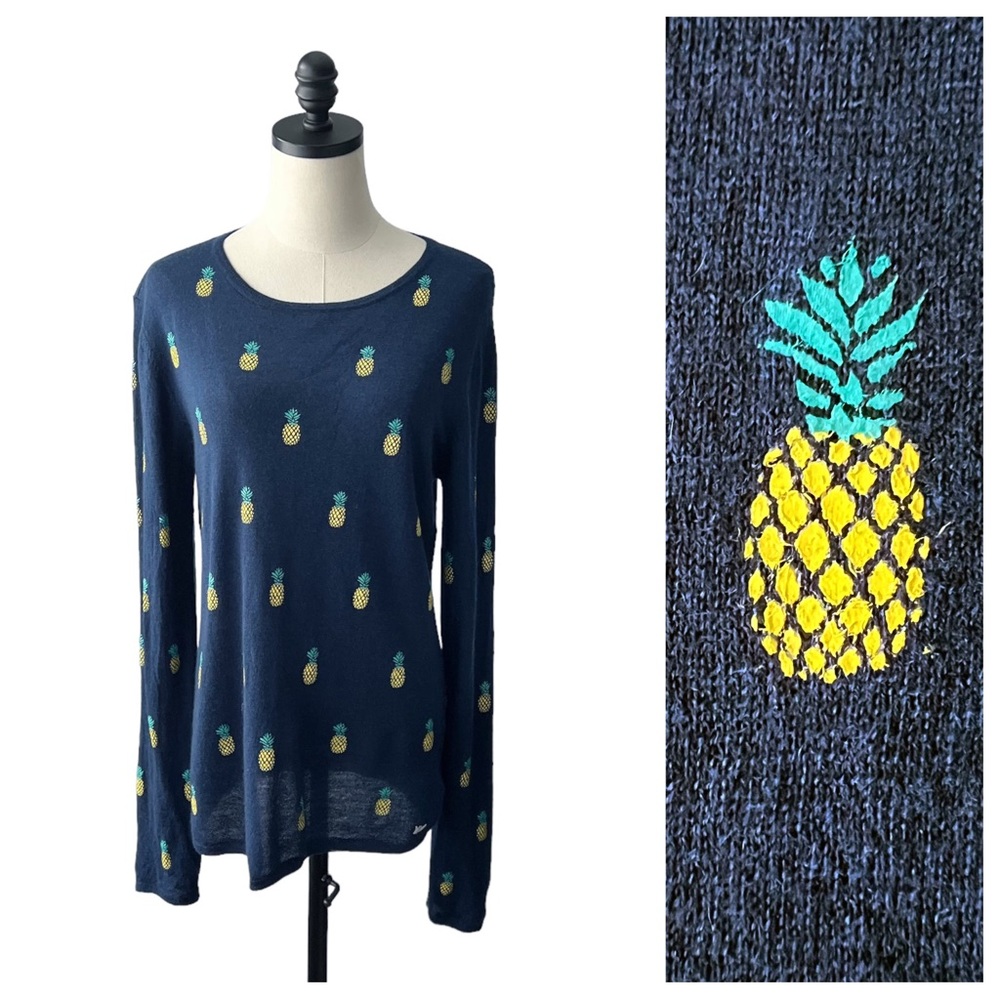 Banjo & Matilda Navy Blue Pineapple Cashmere Sweater | LARGE